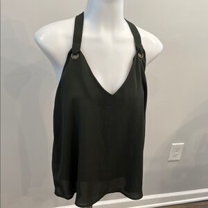 Lily White Small Green Halter Backless Sleeveless Tank Top